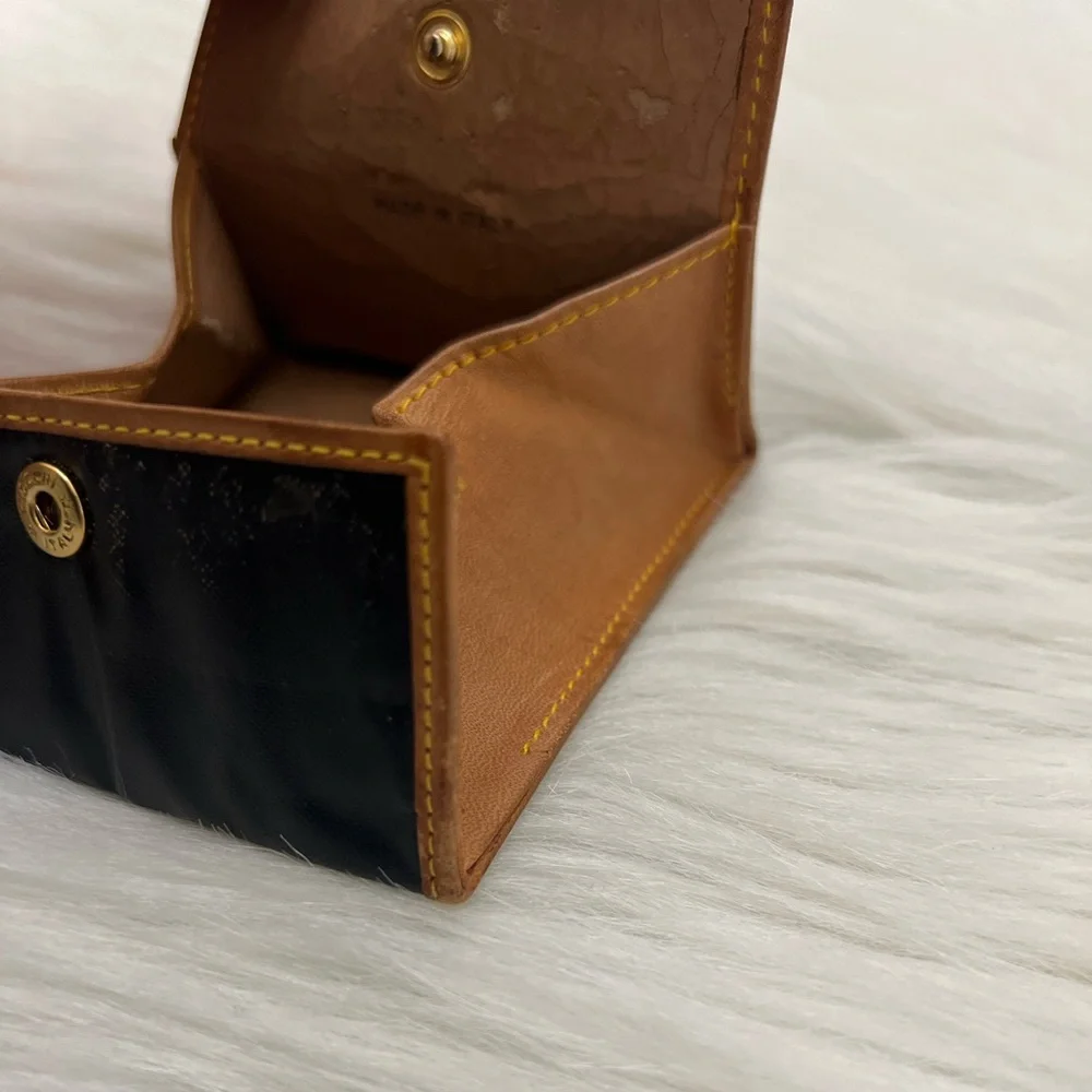 HUNTING WORLD - BLACK TAN NYLON SNAP COIN CASE HOLDER PURSE WALLET